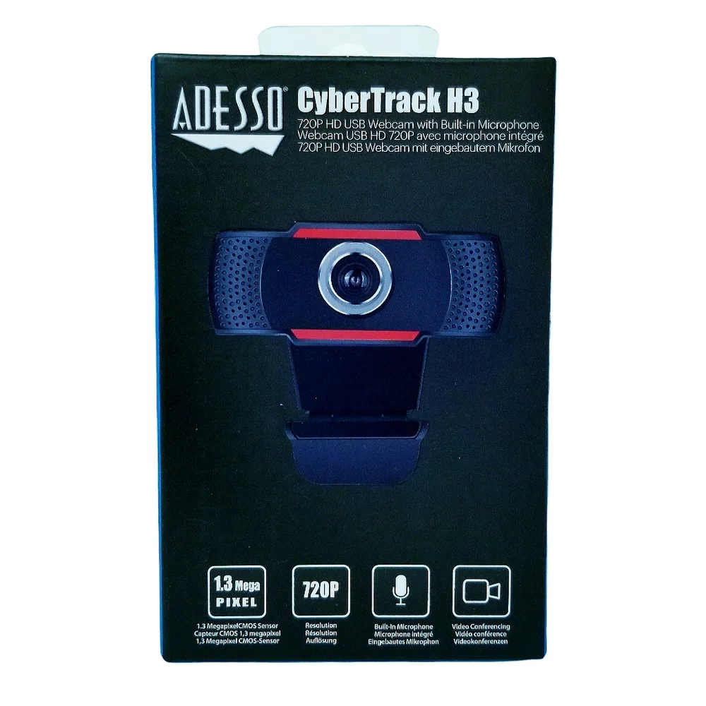 Adesso CyberTrack H3 720P HD USB Webcam with Built in Microphone New